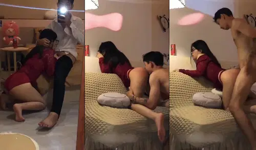 Phim  Sex Bé sinh viên kính cận váy đỏ đưa em đi chơi mà anh vét máng vỗ đỏ hết cả mông em