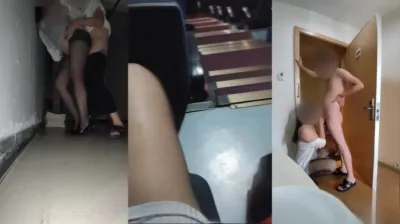 淫妻電影院勾引路人，樓道直接開操沒爽夠又轉戰賓館被按在床上暴力打樁