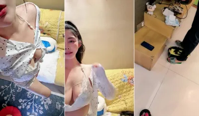 坦胸漏乳勾引修寬頻的小哥