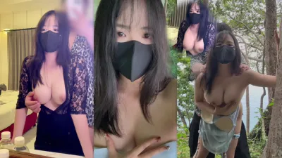（原創）帶著別人的老婆出去旅遊 小樹林野戰  奶子真的很大